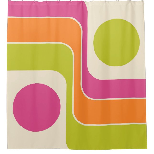 Mod 1970s Retro Style Geometric Design Duschvorhang (Vorderseite)