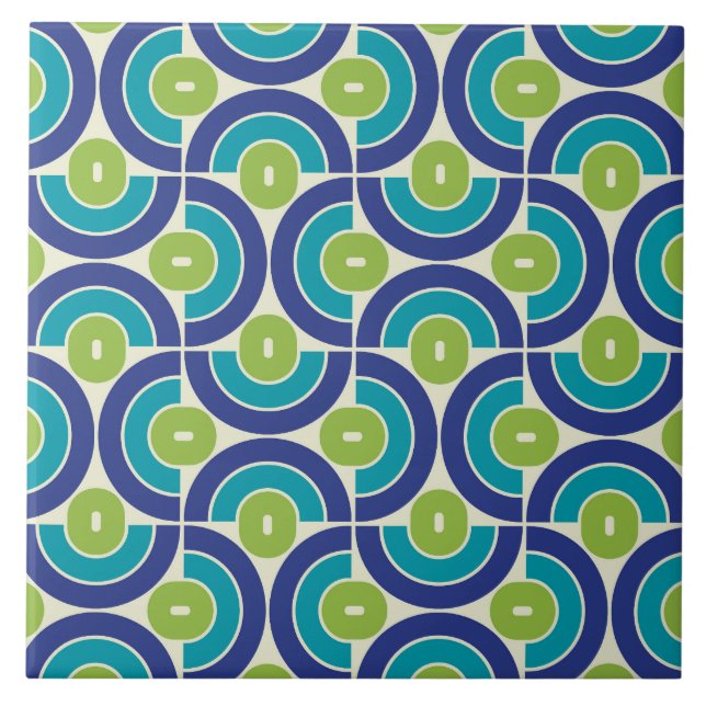 Mod 1970s Retro Style Geometric Design Fliese (Vorderseite)