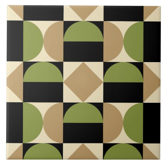 Mod 1970s Retro Style Geometric Design Fliese (Vorderseite)