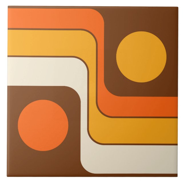 Mod 1970s Retro Style Geometric Design Fliese (Vorderseite)