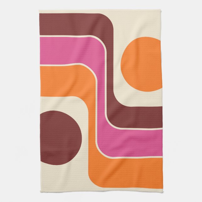 Mod 1970s Retro Style Geometric Design Geschirrtuch (Vertikal)