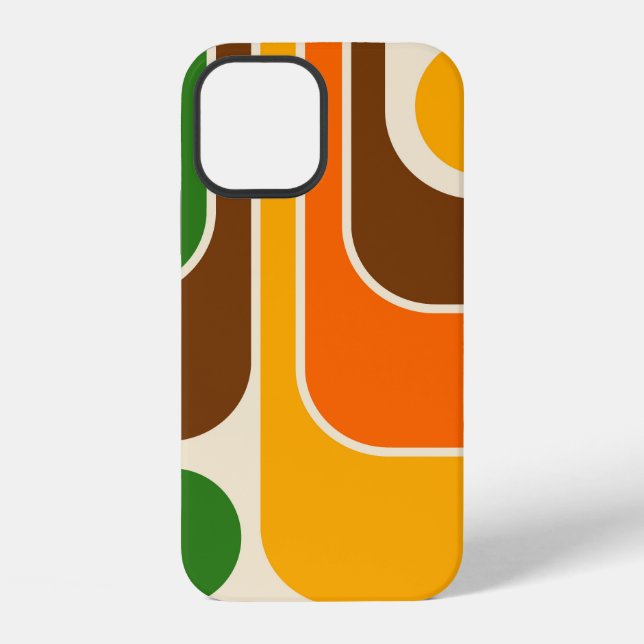 Mod 1970s Retro Style Geometric Design iPhone 12 Hülle (Rückseite)