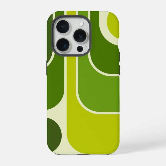 Mod 1970s Retro Style Geometric Design iPhone 15 Pro Hülle (Rückseite)