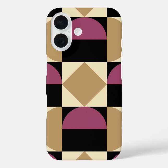 Mod 1970s Retro Style Geometric Design iPhone 16 Hülle (Rückseite)