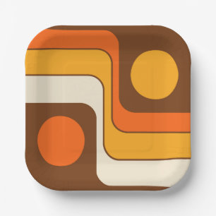 Mod 1970s Retro Style Geometric Design Pappteller