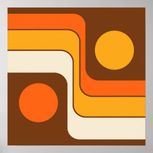 Mod 1970s Retro Style Geometric Design Poster