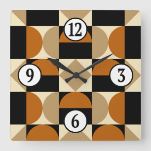 Mod 1970s Retro Style Geometric Design Quadratische Wanduhr