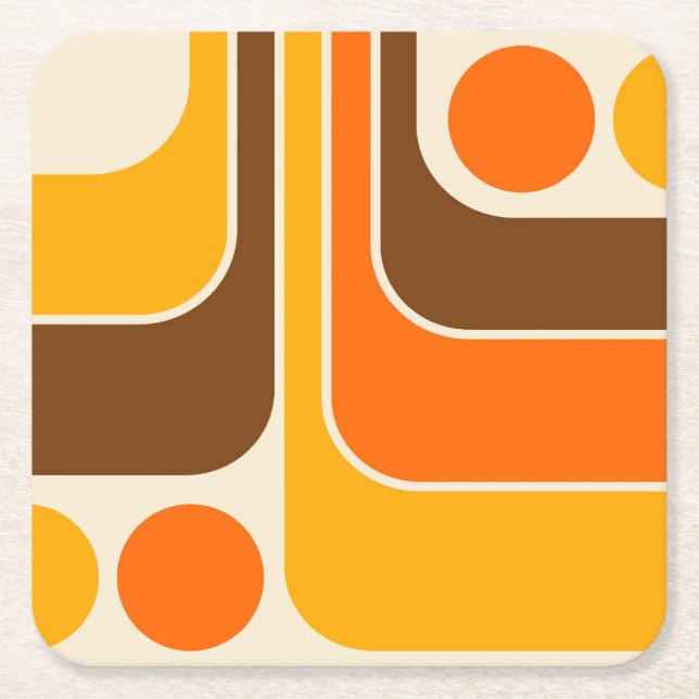 Mod 1970s Retro Style Geometric Design Rechteckiger Pappuntersetzer (Vorderseite)