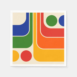 Mod 1970s Retro Style Geometric Design Serviette