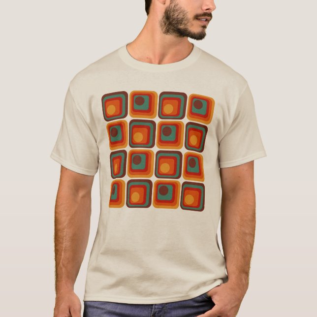 Mod 1970s Retro Style Geometric Design T-Shirt (Vorderseite)