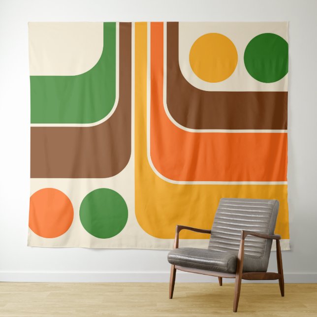 Mod 1970s Retro Style Geometric Design Wandteppich (Beispiel (Horizontal))