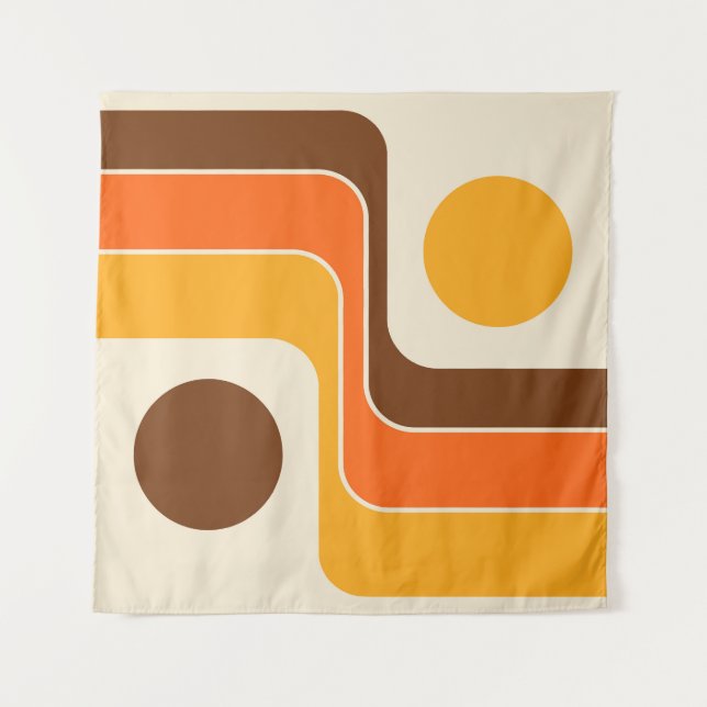 Mod 1970s Retro Style Geometric Design Wandteppich (Vorderseite)