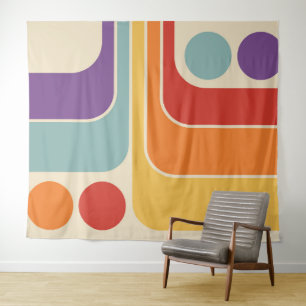 Mod 1970s Retro Style Geometric Design Wandteppich