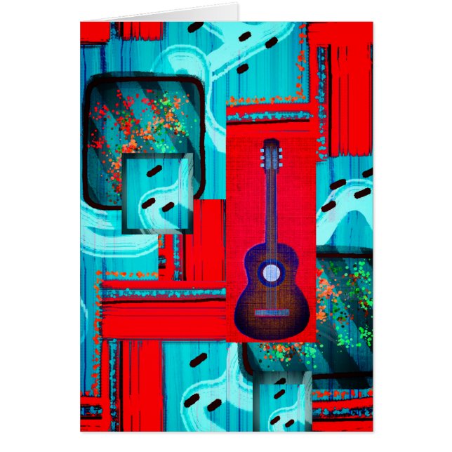 Mod Abstrakt Music Collage "Overreach" Blank Card (Vorne)