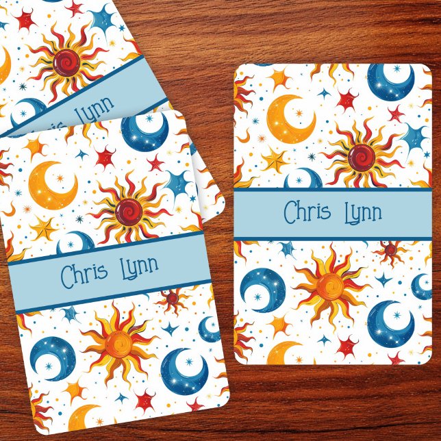 Mod Abstrakter Sonnenmond und Sterne farbenfroh Spielkarten (Von Creator hochgeladen)