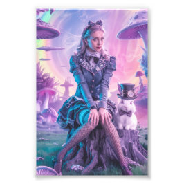 Mod-Alice im Wunderland mit Weißkaninchen Fotodruck