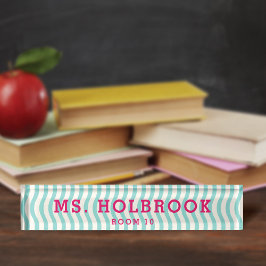 Mod Aqua Geometric Wave Pattern Teacher Namensplakette