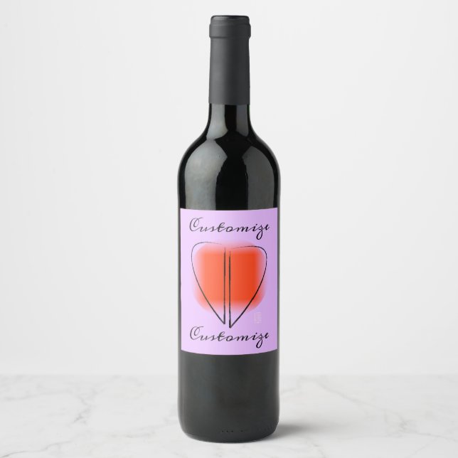 Mod Art Heart Custom Wine Label Weinetikett (Vorderseite)