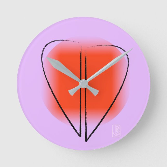 Mod Art Heart Runde Wanduhr (Vorderseite)