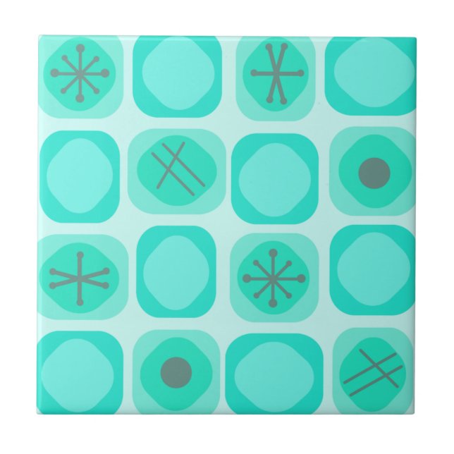 Mod Art Soft Cubes Turquoise der 50er Jahre Fliese (Vorderseite)