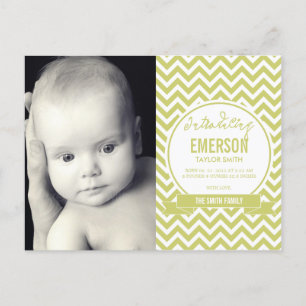 Mod Baby Birth Announcement - Sage Ankündigungspostkarte