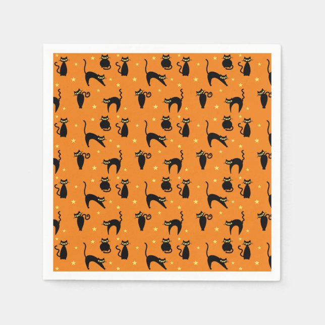 Mod Black Cats Halloween Serviette (Vorderseite)