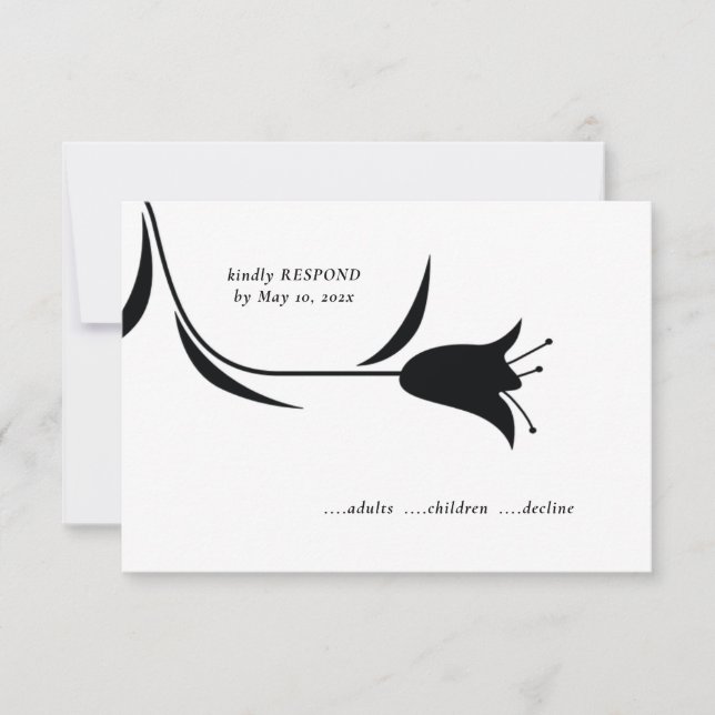 MOD BLACK TULIP WEDD RSVP KARTE (Vorderseite)