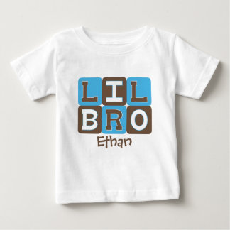 MOD Blocks Lil Bro - Blau und braun Personalisiert Baby T-shirt