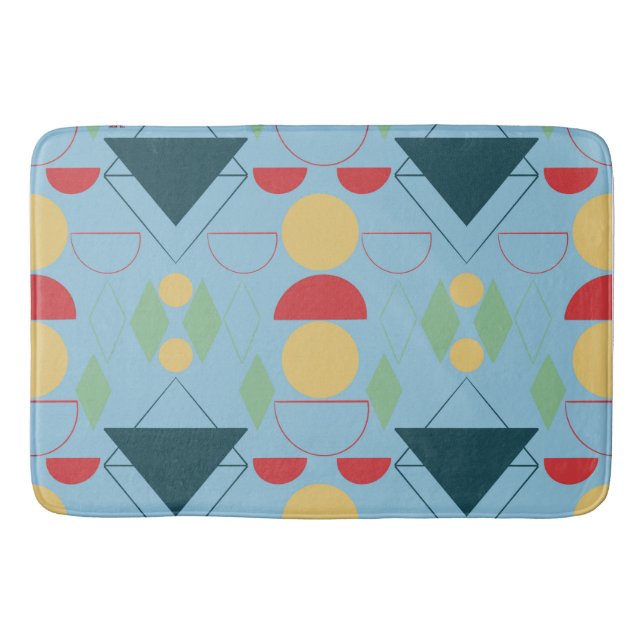 Mod Blue Geometric Badematte (Vorderseite)
