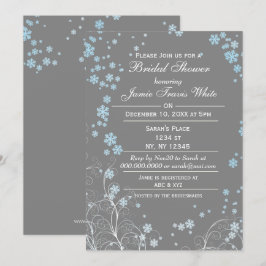 Mod Blue Gray Winter Brautparty laden ein Einladung