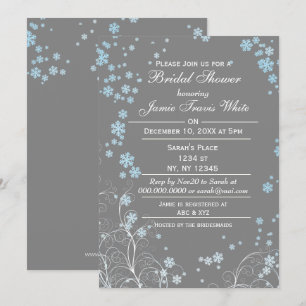 Mod Blue Gray Winter Brautparty laden ein Einladung