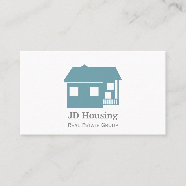 Mod Blue White Classy Cartes d'affaires immobilièr (Devant)