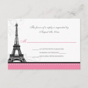Mod Blühte Eiffelturm Pariser Pink RSVP-Karten RSVP Karte