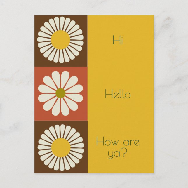Mod Blume Fett Weißgelb Alltag Postkarte (Vorderseite)