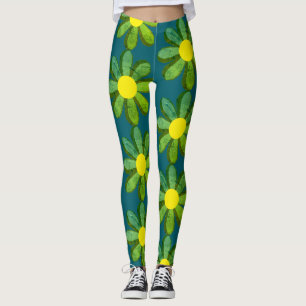 Mod-Blumenleggings gelb und grün Leggings