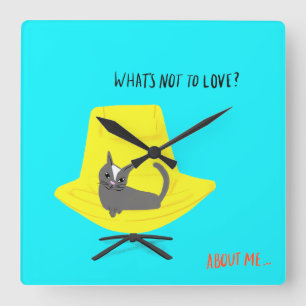 Mod Cats - Was ist nicht zur Liebe? Quadratische Wanduhr