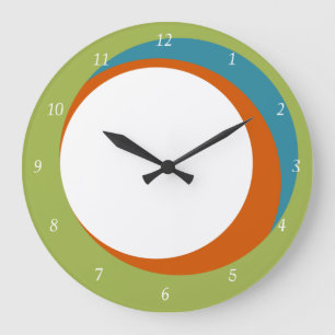 Mod Cercles Mur Horloge verte, orange et Aqua