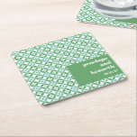 Mod Chic Wedding Custom Green and Blue Mid Rechteckiger Pappuntersetzer<br><div class="desc">Geometrischer Untersetzer für geometrische Mod für Groß und Blau mit einem benutzerdefinierten Hochzeitsquadrat</div>