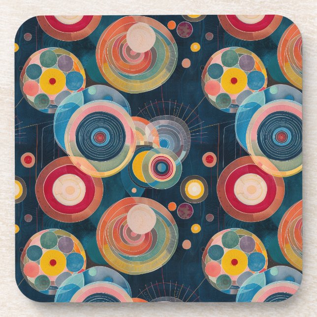 Mod Circles Mid Century im Stil von Hilma af Klint Getränkeuntersetzer (Vorderseite)