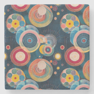 Mod Circles Mid Century im Stil von Hilma af Klint Steinuntersetzer