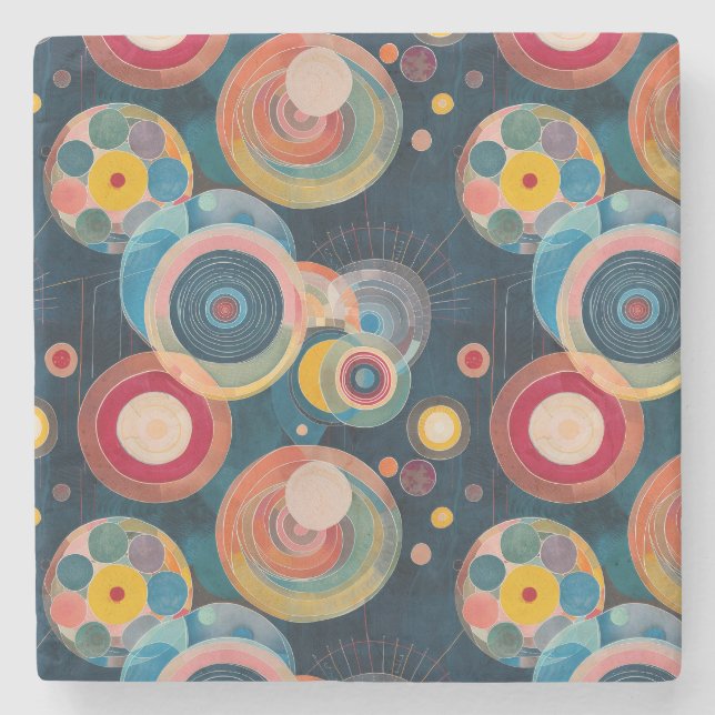Mod Circles Mid Century im Stil von Hilma af Klint Steinuntersetzer (Vorderseite)
