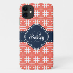 Mod Coral Pattern Navy Quarz Monogramm Case-Mate iPhone Hülle
