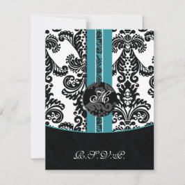 mod damask aqua rsvp standard 3,5 x 5