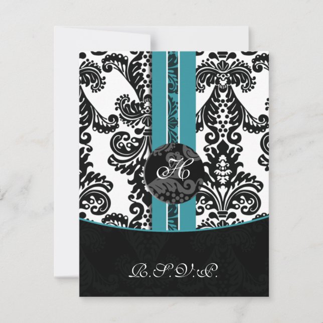 mod damask aqua rsvp standard 3,5 x 5 (Devant)