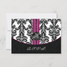 Mod Damask rosa Rsvp-Karten Standard 3,5 x 5