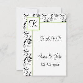 Mod Damask wedding R.S.V.P Standard 3.5 x 5 RSVP Karte