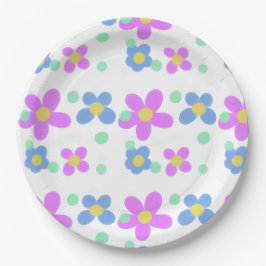 Mod Dots Blumendruck Pappteller