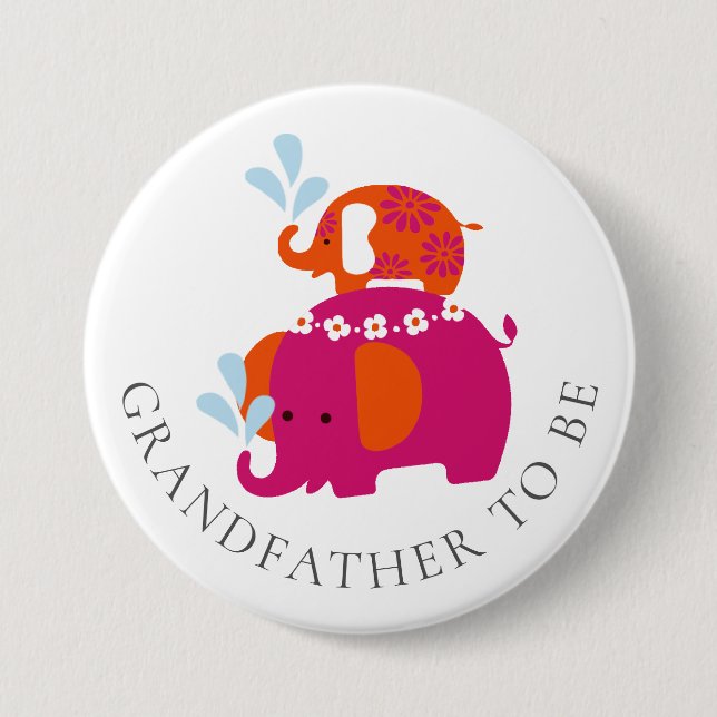 Mod Elephant Baby Dusche Großvater zu sein Button (Vorderseite)