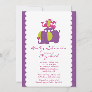 Mod Elephant Baby shower Invitation bébé et maman