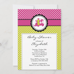 Mod Elephant Babydusche Einladung Pink Polka Dot